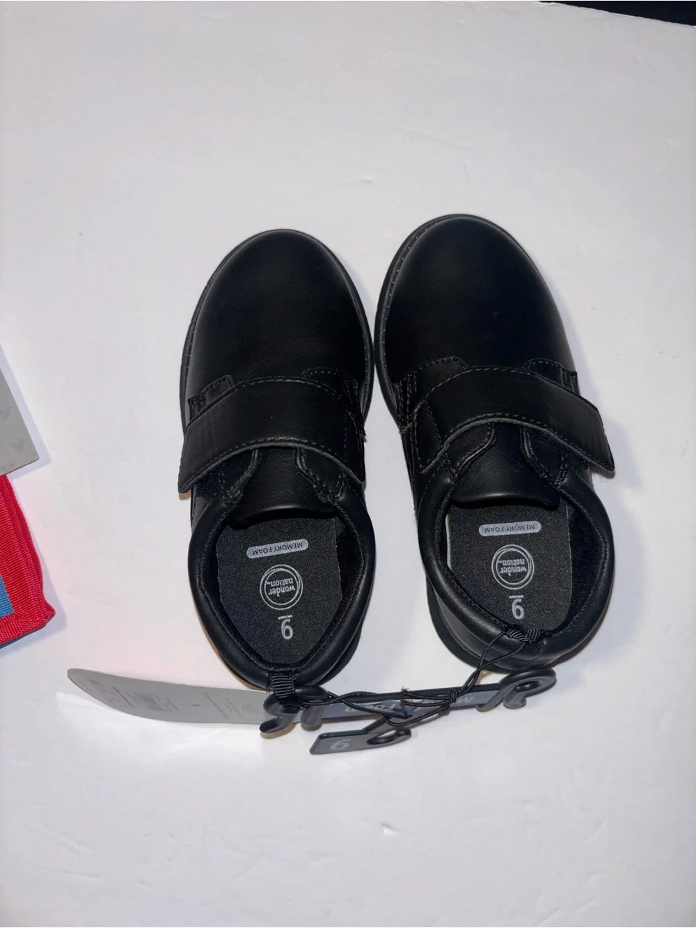 wonder nation Black School Shoes with Hook-and-Loop Strap